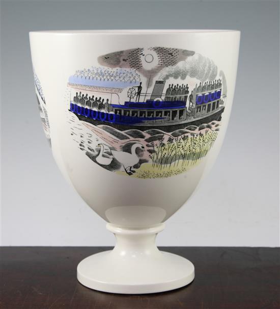 Eric Ravilious for Wedgwood. A rare Boat Race Day pattern Burslem vase, c.1938, 25.5cm